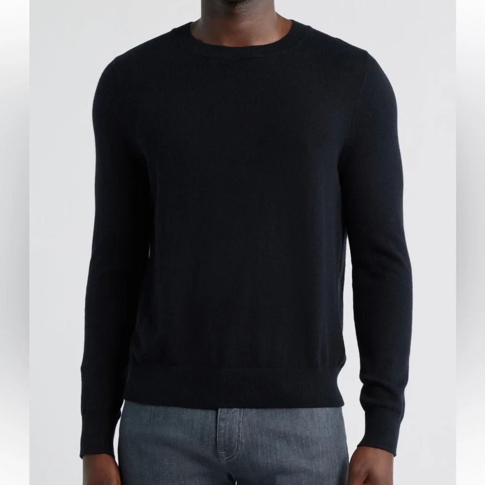 Nordstrom Crewneck Cotton & Cashmere Sweater Black Caviar